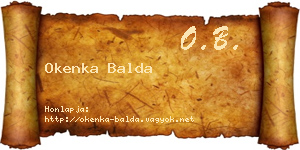 Okenka Balda névjegykártya